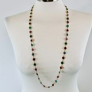 Swarovski Jewel Color Crystal Bezel  35" Necklace
